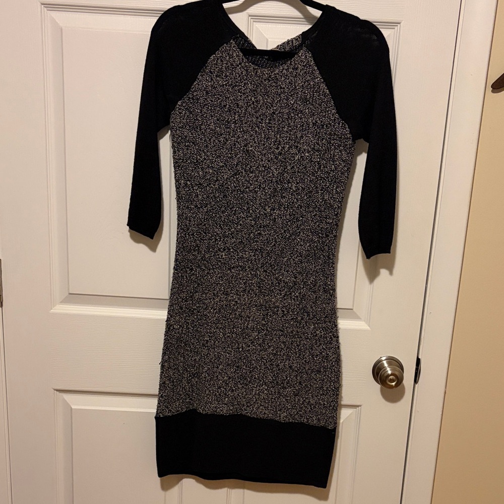 LOFT Elegant Black and Gray Women's Dress - Size XS